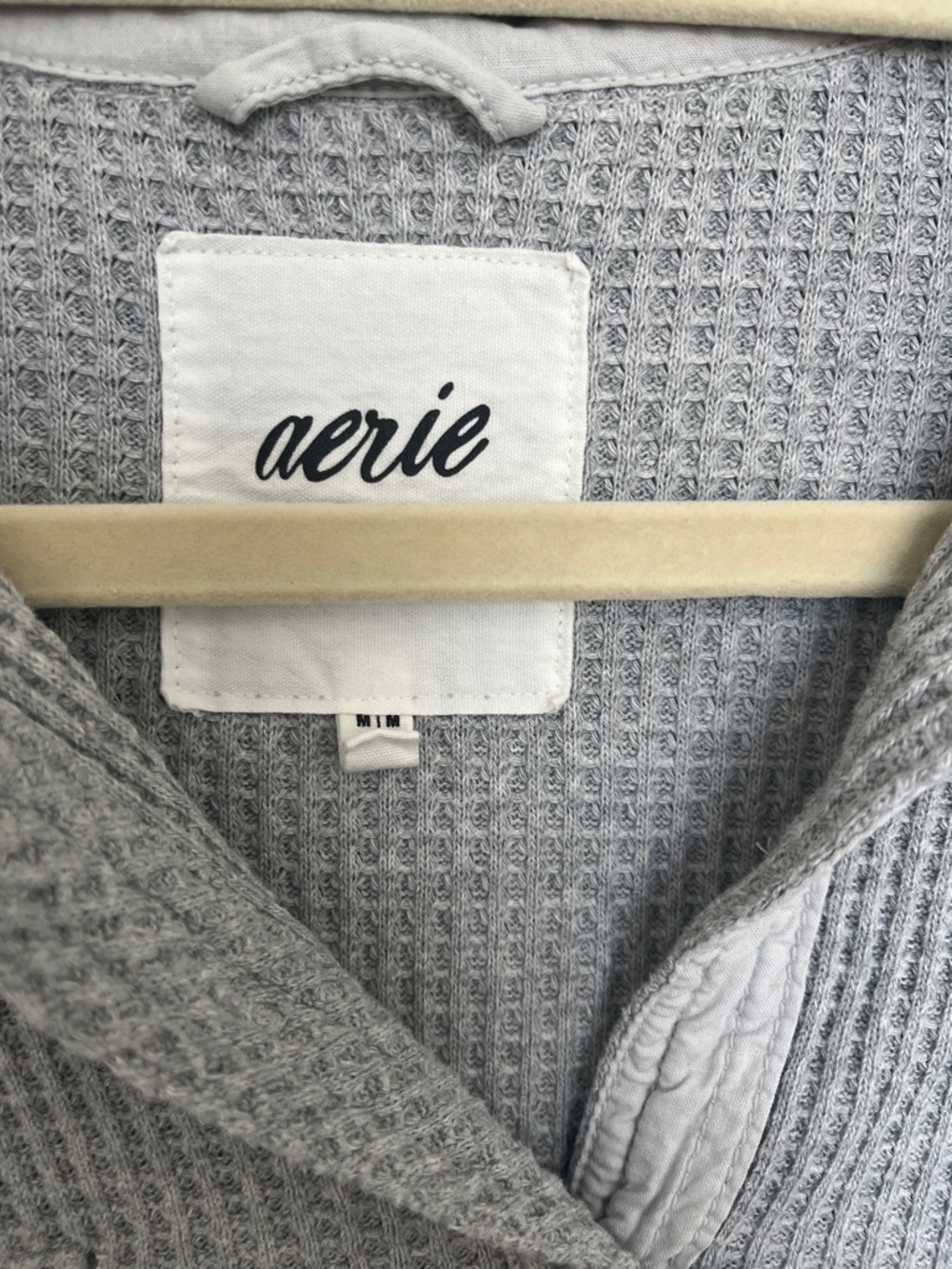 aerie Gray Waffle Knit Button Front Shirt - Picture 4 of 5